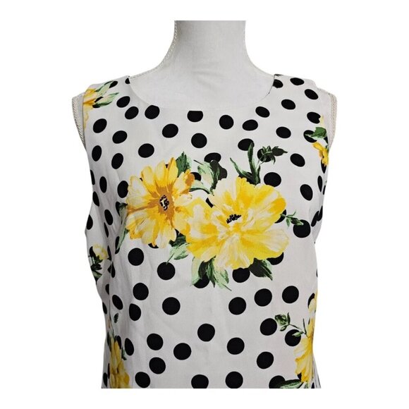 ALYX Polka Dot Floral Sheath Dress Size 10 White Yellow Black Casual Wear - Picture 3 of 12